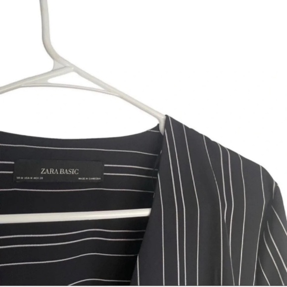 ZARA Woman’s Long Open Front Striped Blazer Size M - Picture 6 of 7